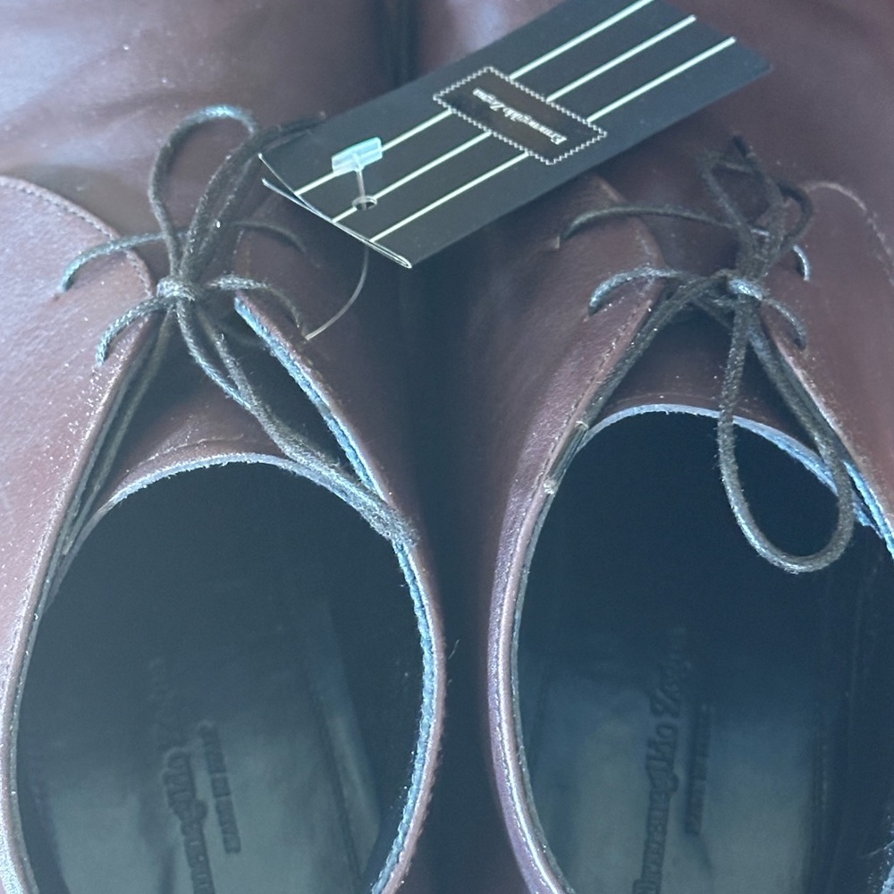 Ermenegildo Zegna Leather Lace Up Derby Dress Shoes - Picture 7 of 11